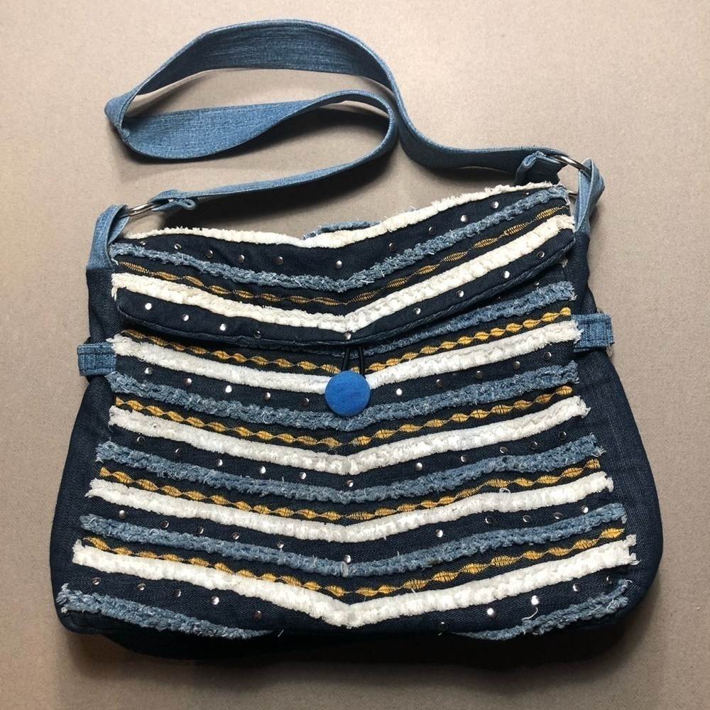 Handmade Recycled Denim Patchwork Crossbody Bag